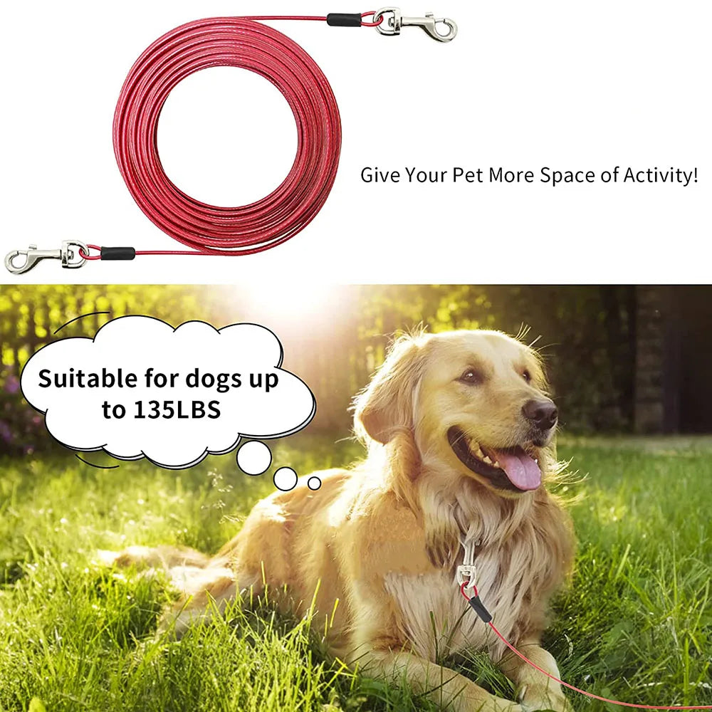 Pet Dog Tie Out Cable for Dogs Up to 125 Pounds 3m 5m 10m Outdoor Dog Steel Cable with Strong Big Hook Stainless Steel Dog Leash