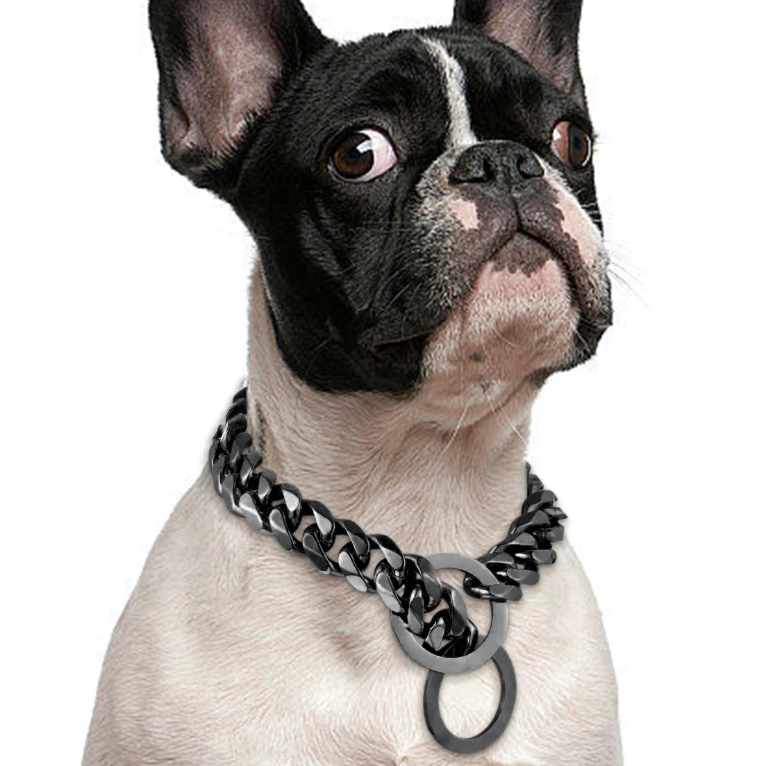 Stainless Steel Dog Chain Collar, Rose Gold Pet Necklace, Strong P Chain Choker for Small and Big Dogs, 15mm Width