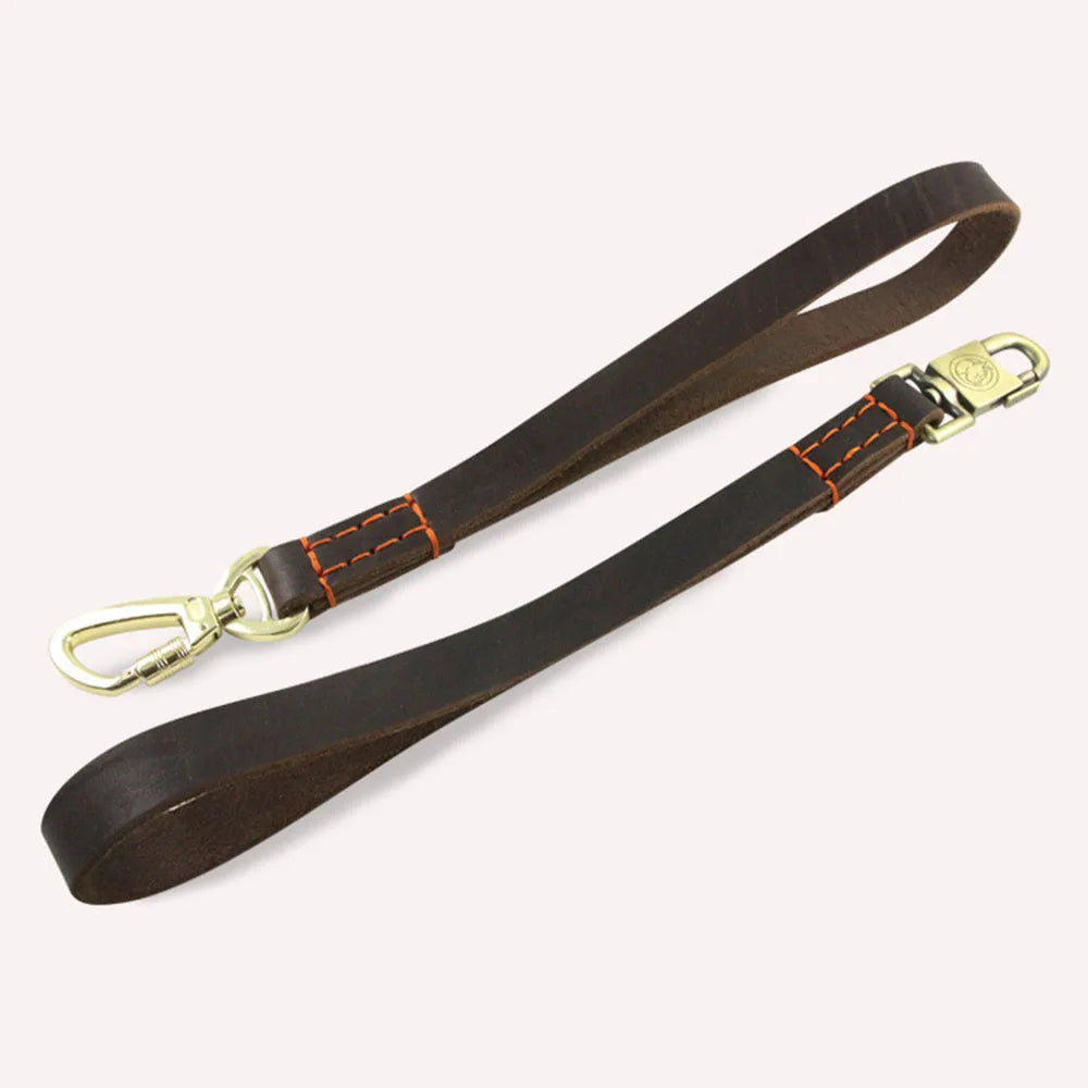 Dog Short Leash Lead Traffic Padded Handle Heavy Duty Real Leather Dog Lead for Training Control Puppy Small Medium Large Dogs