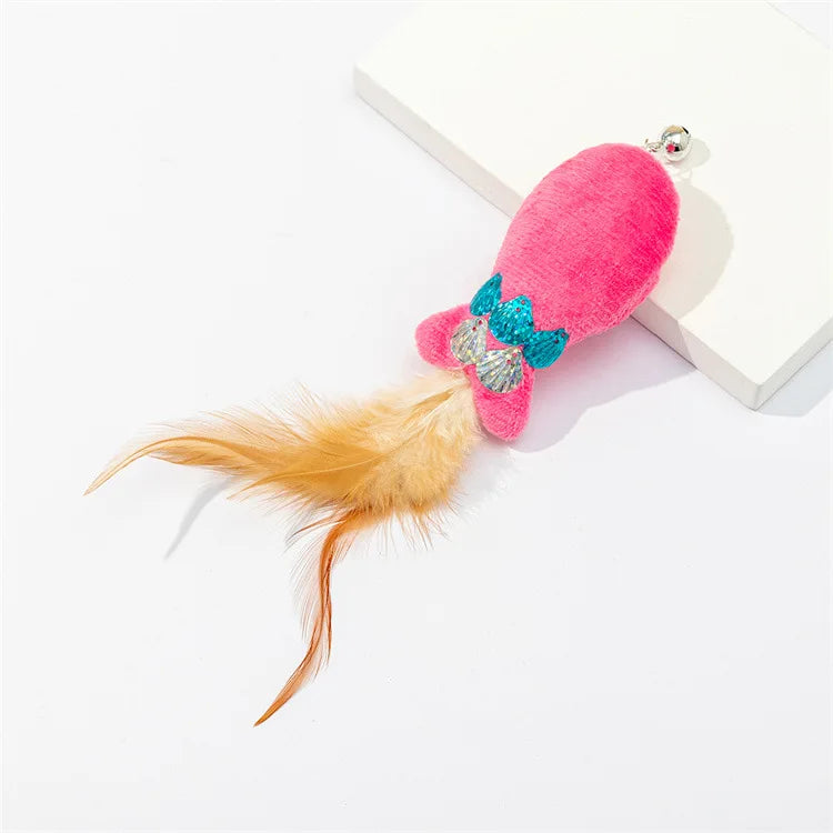 Cat Toy Cat Teaser Sticks Sequin Fish Feather Tail Funny Cat Stick Cat Cat Toy Catnip Doll Pet Supplies