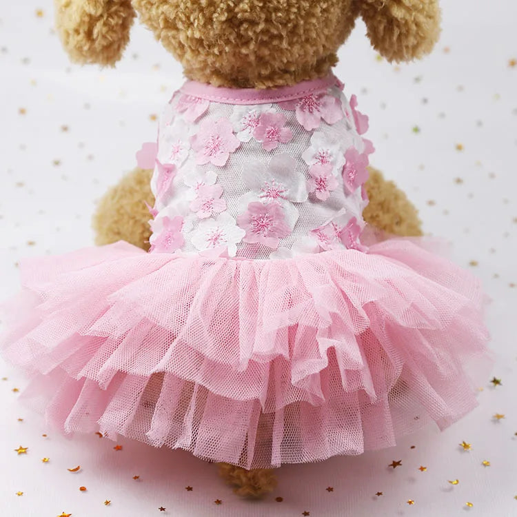 10PCS Pets Accessaries Dogs Cats Princess Flower Lace Dress For Pet Wedding Party Spring Summer small Teddy girl ropa para perro