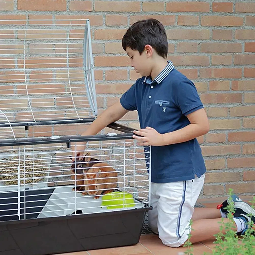 Rabbit Cage CASITA 120, Guinea Pigs Small Animals, Rounded Openable Roof, with Accessories