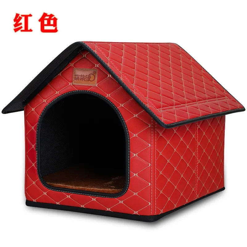 Kennel Winter Warm Waterproof Removable Washable Closed House Kennel Villa Small Dog Corgi Law 11 Pet Nest