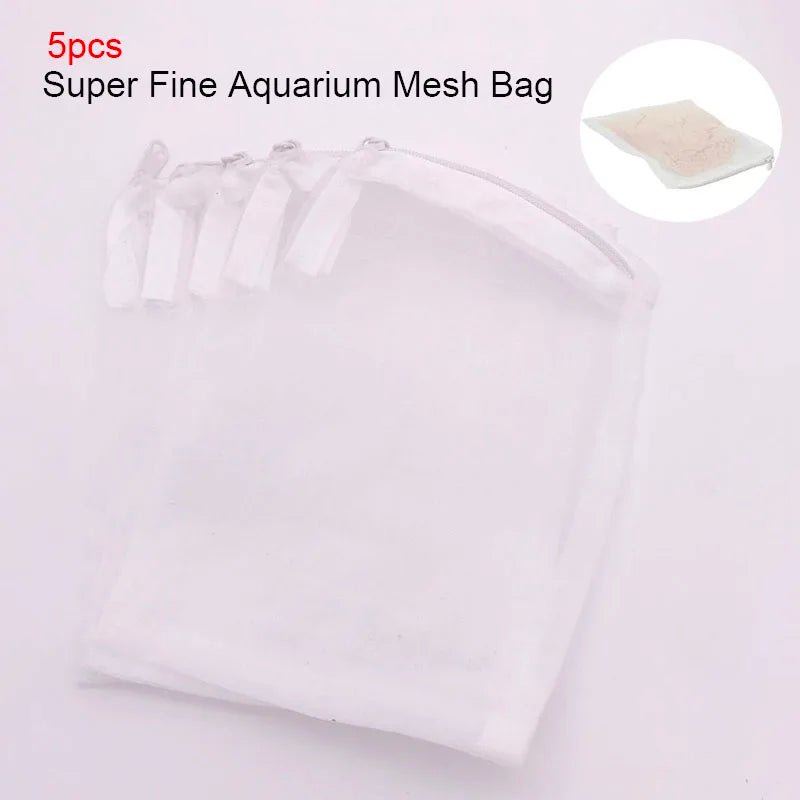 5Pcs Black/White Filter Mesh Bag Aquarium Pond For Bio Ball Carbon Media Ammonia Fish Tank Isolation Bag Accessories