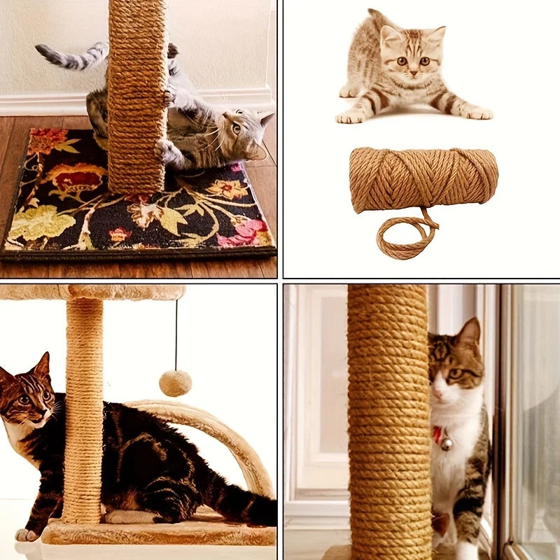 4mm/6mm/8mm /10mm Natural Sisal Rope Cat Scratcher Rope Tree Scratching DIY Toy Scratching Post Cat Paw Claw Furniture Protector