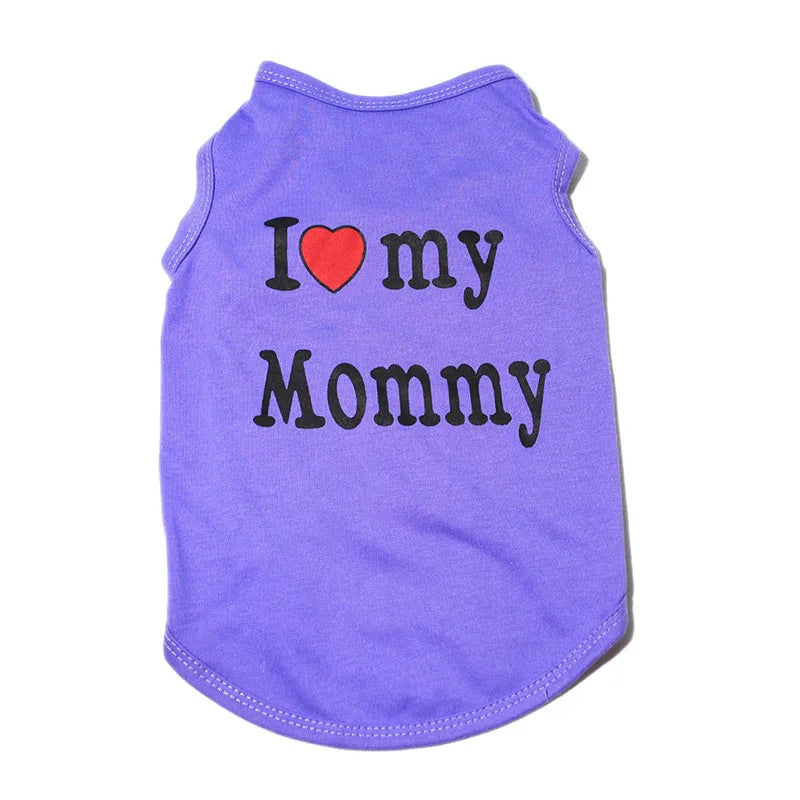 Small Dog Clothes Soft Cotton Puppy Shirt Classic Daddy Mommy Printed T-shirt Pet Vest Clothing for Cats Chihuahua Dog Apparel