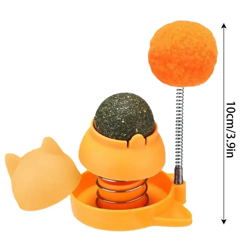 Catnip Ball for Cats Wall Rotatable Cat Licking Balls Edible and Healthy with Spring Ball Cat Licking Balls for Cats Catnip
