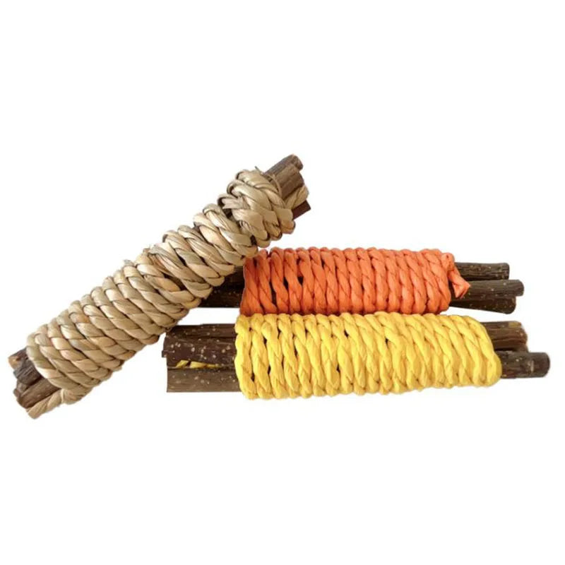 2pcs Chew Stick Apple Tree Branch Hamster Squirrel Natural Toys Parrots Rabbits Grinding Stick Small Pets Supplies accessories