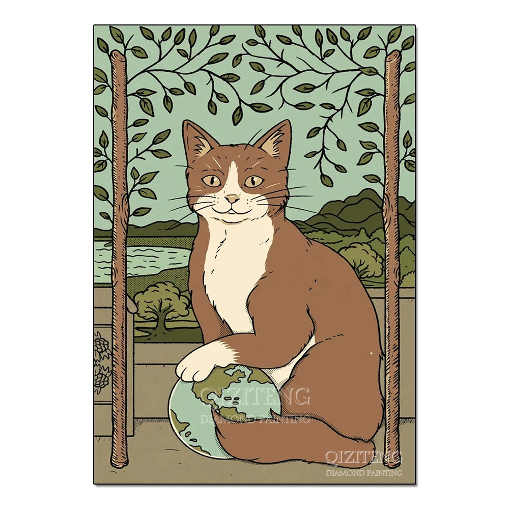 Tarot Cards Cat 5D Diamond Painting Cute Raccoon Full Diamond Cross Stitch Cartoon Animal Embroidery Mosaic Art Home Decoration