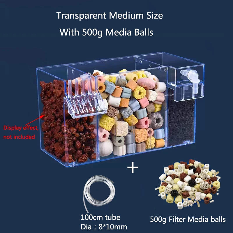 Fish Tank External Filter Box Acrylic Filter Dry and Wet Separation Small Silent External Suspend Aquarium Drip Overflow New