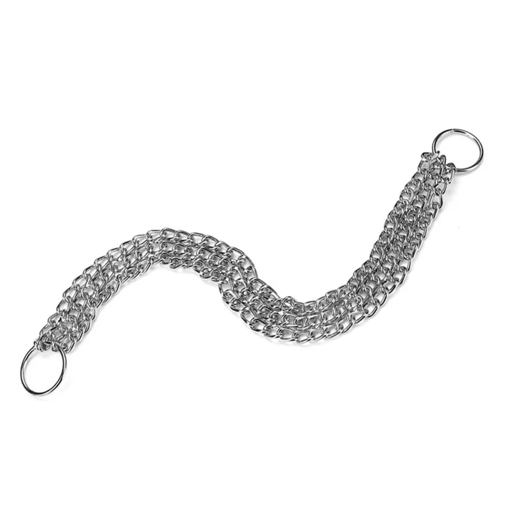 3 Rows Stainless Steel Dog Chain Collar Strong Metal Dog Chain Slip Pinch Choke Collar for Walking and Training Pet Pit-bull Dog