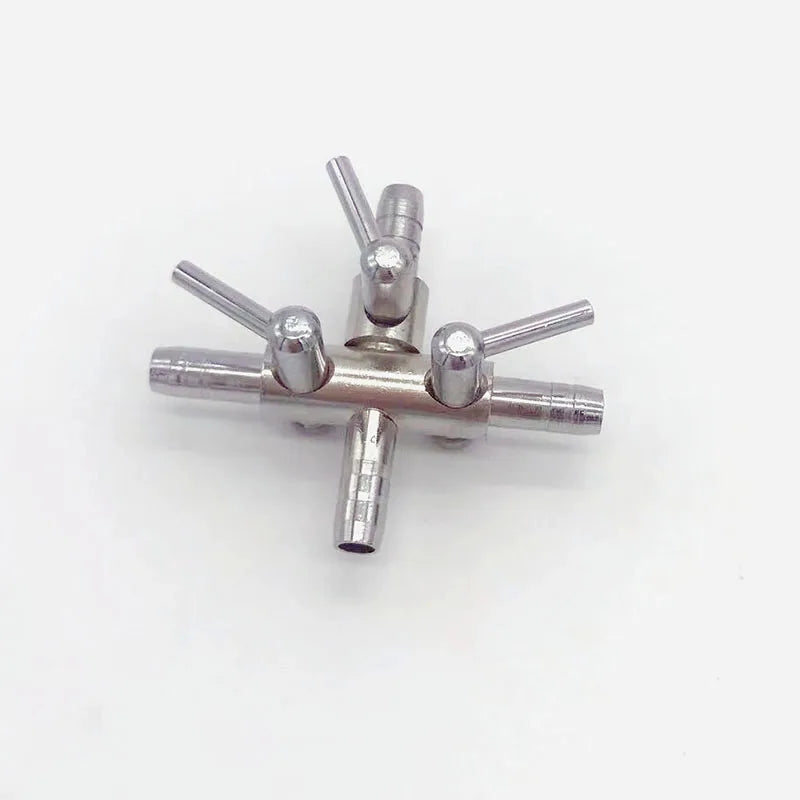 4 Ways 4mm Stainless Steel Aquarium Tank Air Pump Air Flow Tube Pipe Line Stainless Steel Control Valve Air Pump Accessories New
