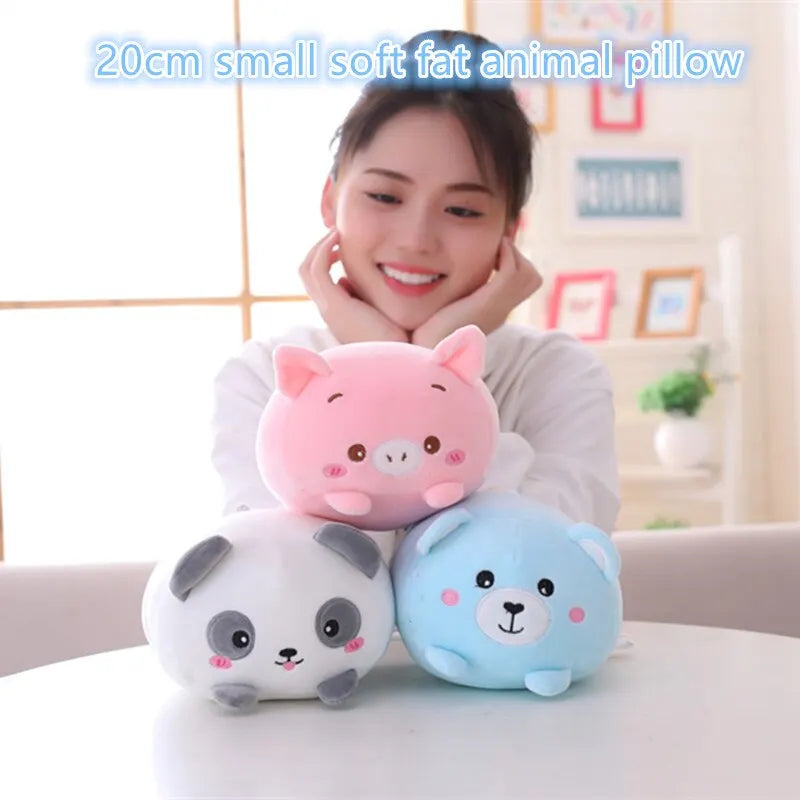 Super Soft Animal Cartoon Pillow 20cm Cute Fat Pig Cat Bear Plush Toy Stuffed Lovely Throw Doll Kids Birthyday Gift