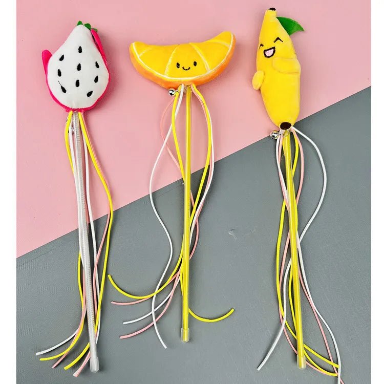 Cat Toy Cat Teaser Sticks Plastic Fruit Doll Cat Teaser Stick With Cat Mint Tassels Inside Self Hi Cat Toy