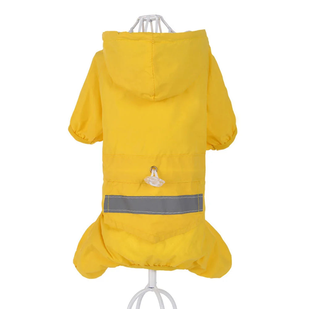 Dogs Raincoat Adjustable Puppy Dog Raincoat Waterproof 4 Legs Raincoat for Small Dogs Outdoor Pet Poncho with Reflective Strap