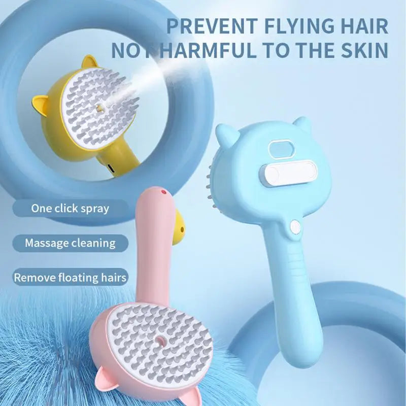 Steam Brush for Cats Rechargeable Handheld Electric Grooming Steam Brush Massage Brush with Ergonomic Handle 150mAh Battery