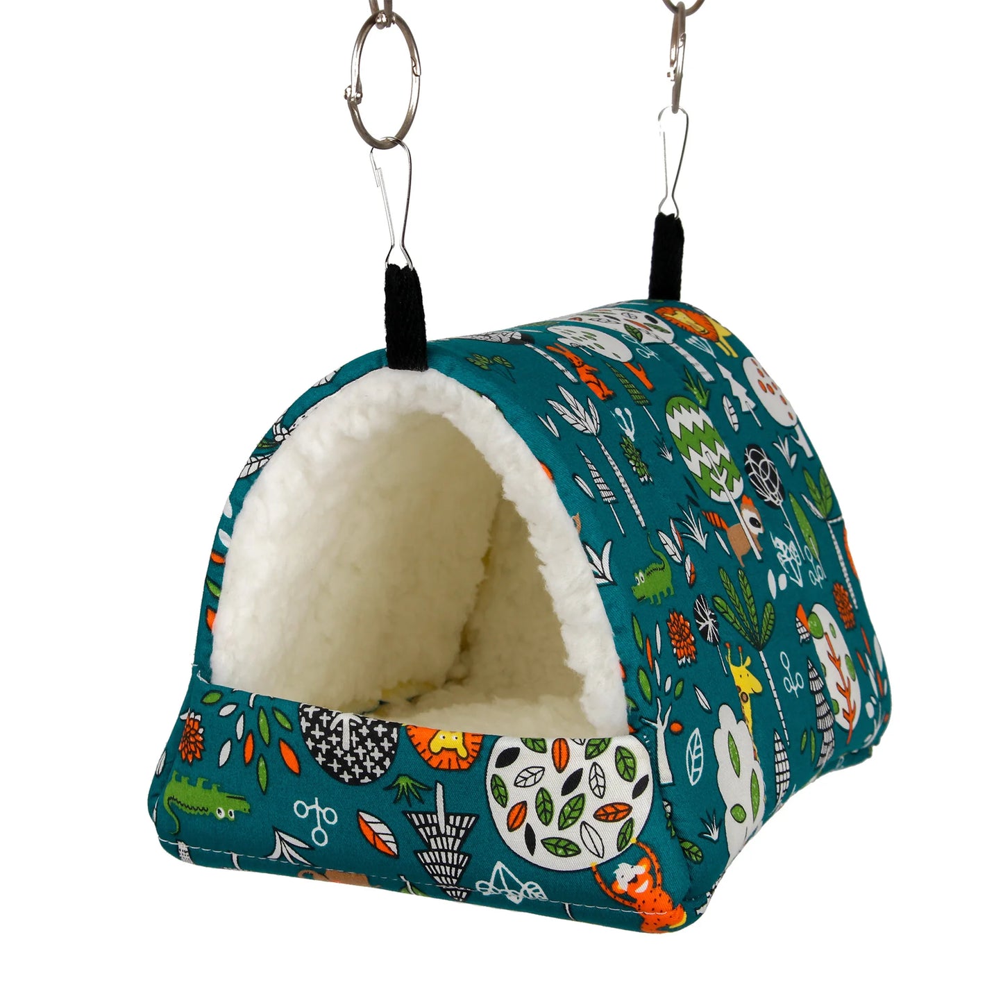 1pc Cute Print Bird Bed Mini Cage Rabbit Squirrel Mat Guinea Pig Nest Hamster House Small Animal Sleeping Bed Pet Hanging Cage