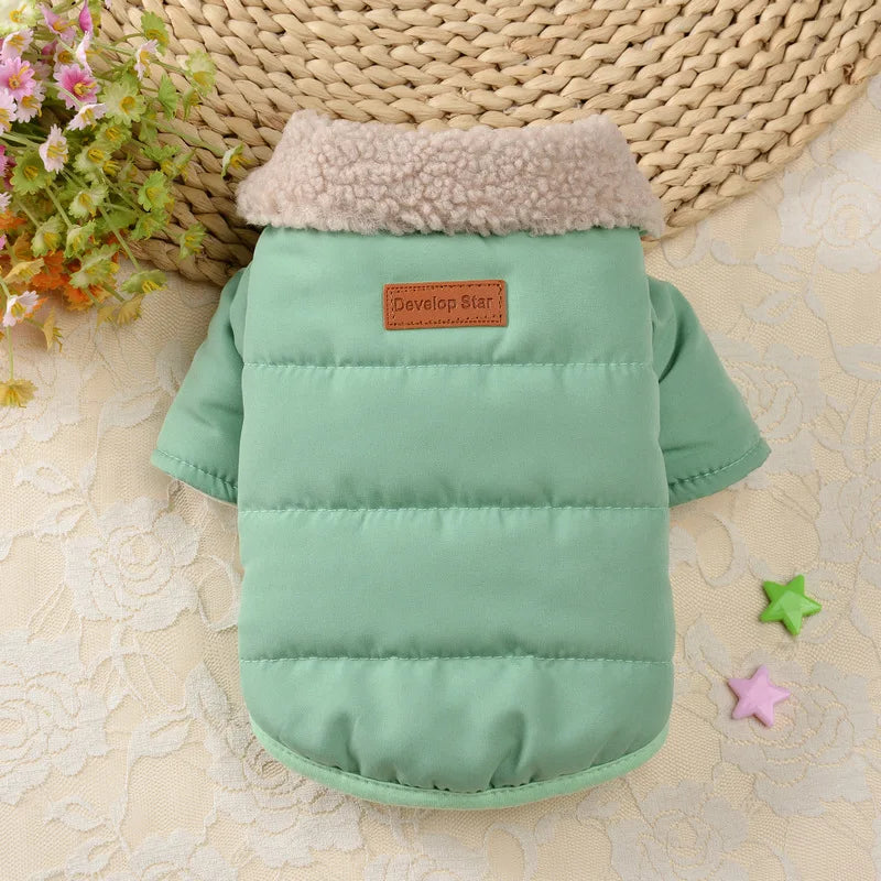 Dog Winter Coat 2024 New Dog Clothes for Small Medium Dogs, Thicken Warm Fleece Collar Dog Down Jacket for Cold Weather Apparel