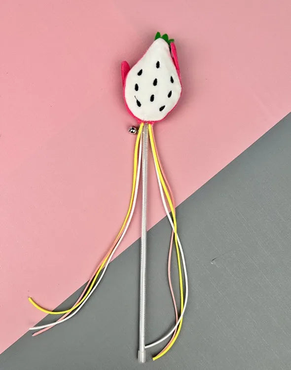 Cat Toy Cat Teaser Sticks Plastic Fruit Doll Cat Teaser Stick With Cat Mint Tassels Inside Self Hi Cat Toy