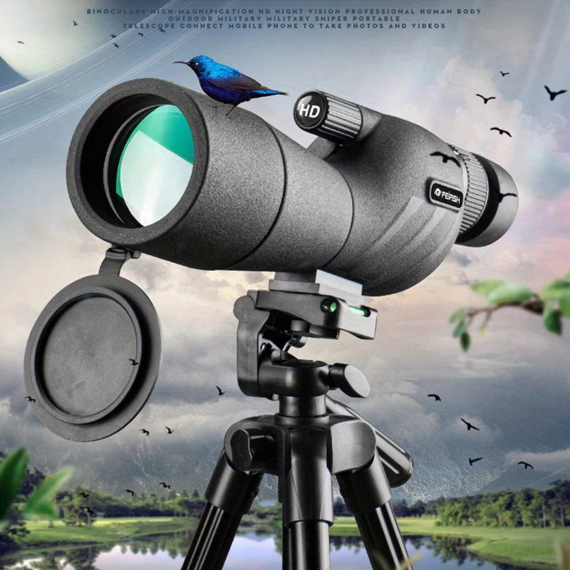 Transparent monocular telescope, variable frequency monocular telescope, suitable for outdoor camping hunting bird watching