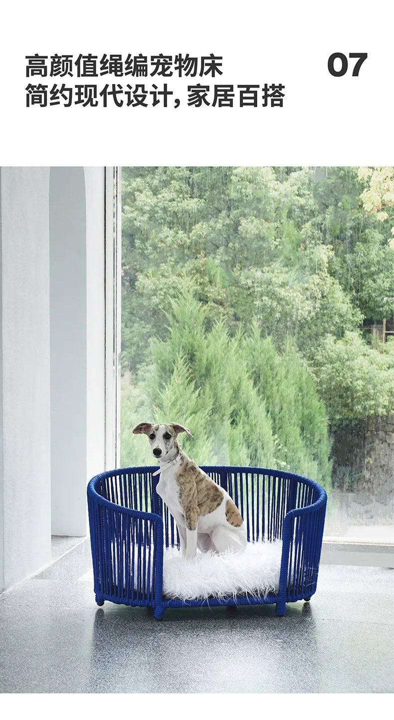 Zeze rope kennels universal in all seasons removable and washable cat litter dog bed small dog cute pet winter warm cat litter