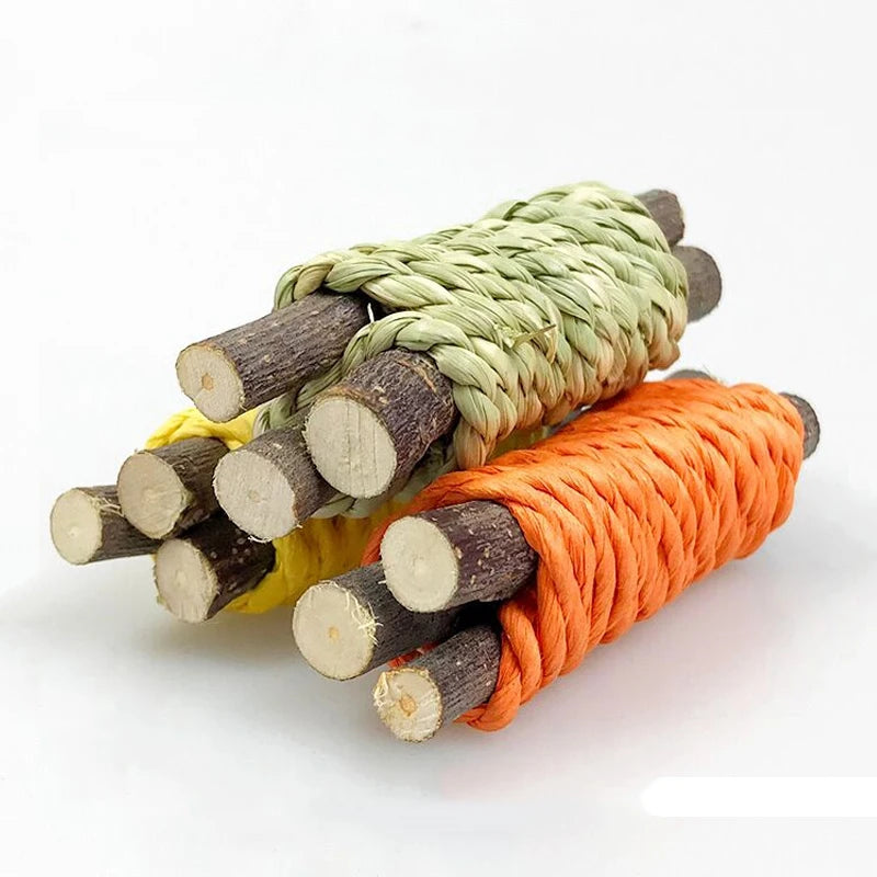 2pcs Chew Stick Apple Tree Branch Hamster Squirrel Natural Toys Parrots Rabbits Grinding Stick Small Pets Supplies accessories