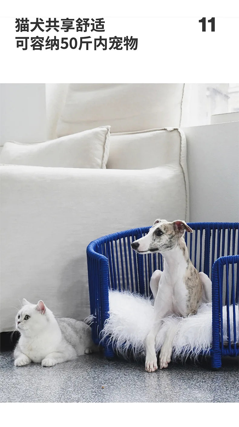 Zeze rope kennels universal in all seasons removable and washable cat litter dog bed small dog cute pet winter warm cat litter