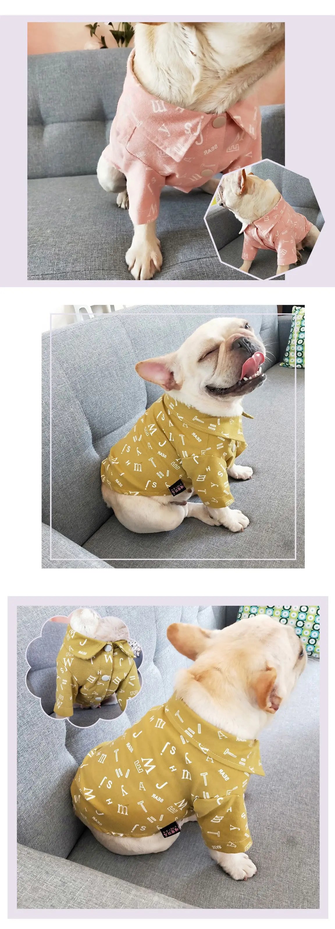 Casual Pet Dog Cotton T-Shirt Pets Fashion Letter Print Clothes For Small Medium Dog Cat French Bulldog Chihuahua Teddy Clothing