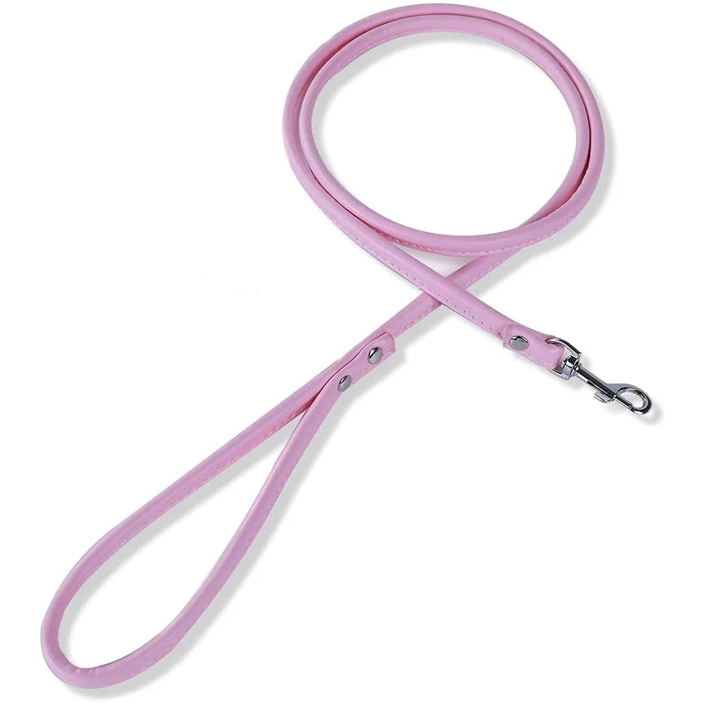 Pet Products Round Colorful PU Rolled Dog Walking Leashes for Small Medium Breeds Dogs Puppy Chain Lead Training Walking Leash
