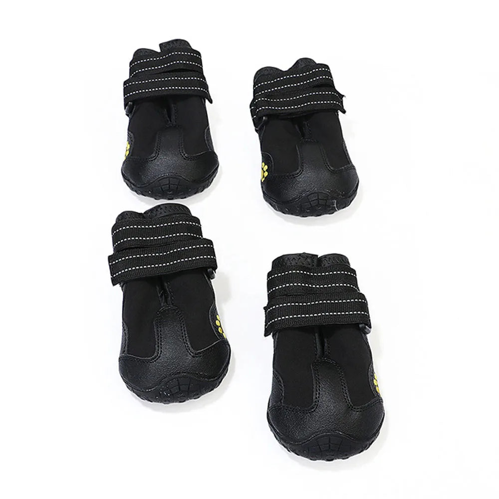 4pcs/set Pet Dog Shoes Reflective Waterproof Dog Boots Warm Snow Rain Pet Booties Anti-slip Socks Footwear For Medium Large Dogs