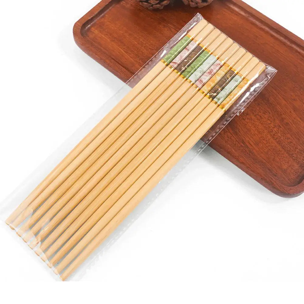 Green And Healthy Natural Bamboo Chopsticks 5 Pairs New Home Use Mildew-proof And High Temperature Resistant Environmentally