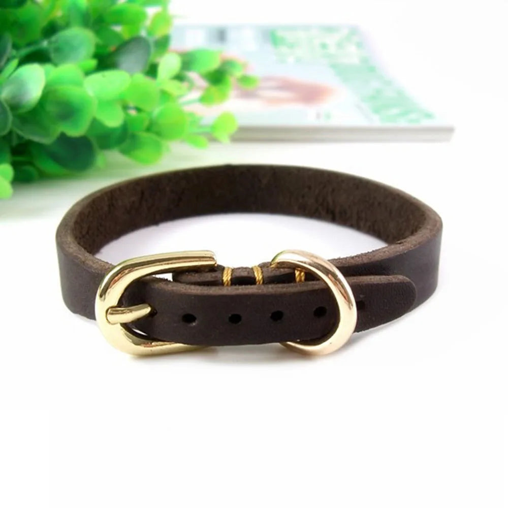 Soft Real Leather Puppy Collar Genuine Leather Dog Collar for Small Dogs and Cats Adjustable Pet Collar for Doggy Terrier Yorkie