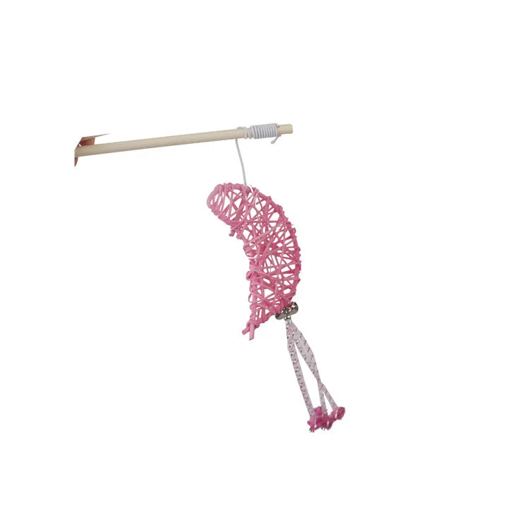 Cat Toy Cat Teaser Sticks Wooden Cat Stick Moon Rattan Molar Bite-resistant Cat Stick Cat Toy