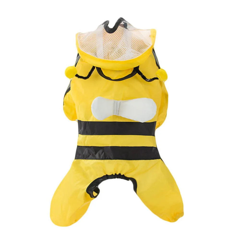 Small Dog All-Body Waterproof Raincoat Funny Animal Shaped Pet Puppy Raincoat Dog Rain Coat Hooded Clothing Outdoor Reflective