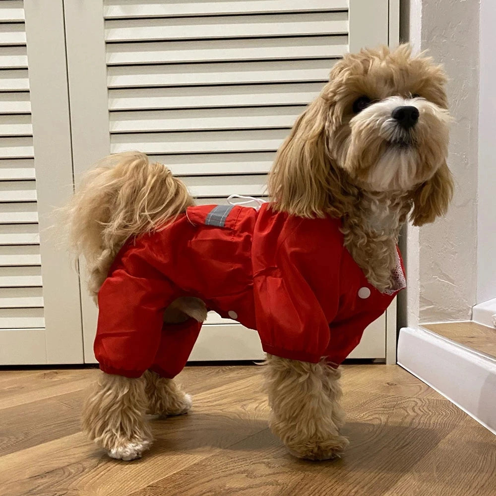Dogs Raincoat Adjustable Puppy Dog Raincoat Waterproof 4 Legs Raincoat for Small Dogs Outdoor Pet Poncho with Reflective Strap