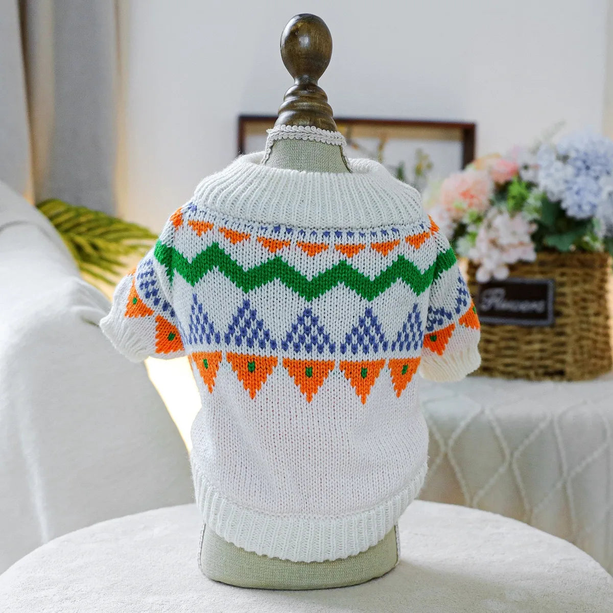 Fair Isle Colorized Pet Dog Sweater Warm Winter Wool Knitting Sweatshirt for Puppy New Year Outdoor Unisex Overalls Pet Clothing
