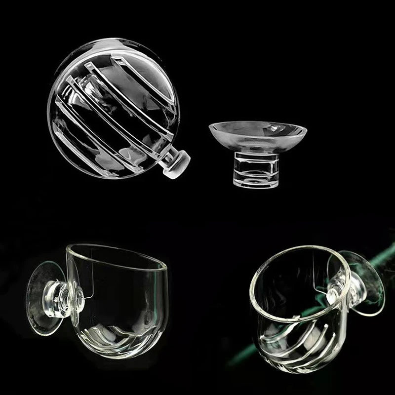 Acrylic Aquarium Feeder Hanging Fish Tank Mini Crystal Pot Polka Water Potted Planting Cylinder Cup Aquarium Decor Accessories