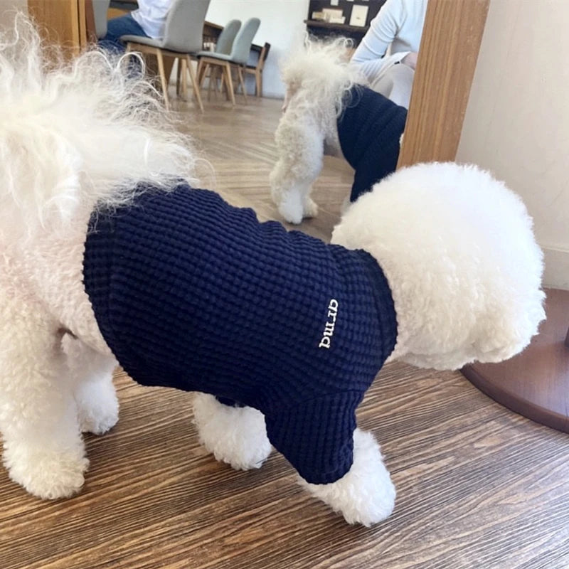 Waffle Thin Dog Vest All Seasons Dog Undershirt Solid Pet Clothes Yorkie Chihuahua Bichon Clothing Fashion Puppy Hoodies Apparel