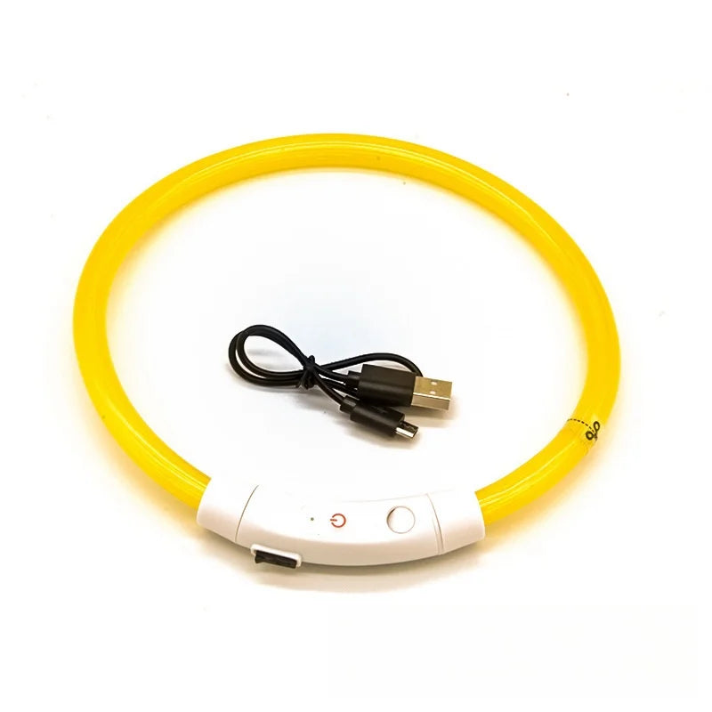 40/50/70cm Led Dog Collar USB Rechargeable Pet Dog Night Luminous Charge Collar Glowing Necklace Collar Safety Night Light