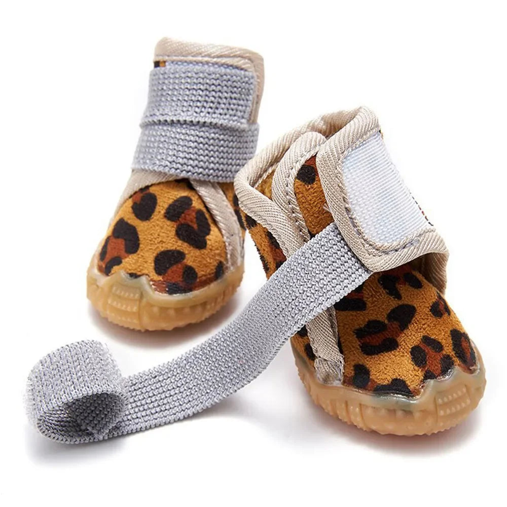 Pet Shoes Waterproof Non Slip Puppy Snow Booties for Small Dogs Chihuahua Boots for Winter Tiny Cat Shoes for Cold Weather 4pcs