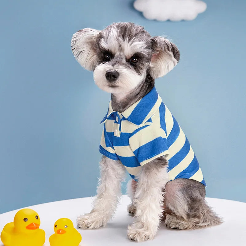 Striped Pet Polo Shirt Summer Dog Clothes for Small Dogs Cotton Puppy Vest Chihuahua Bichon Costume Cat T Shirt Dog Undershirt