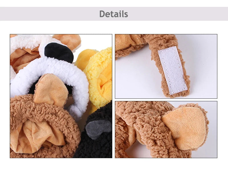 Cute Bear Shaped Hat for Cat Christmas Protective Pet Dogs Cosplay Head Wear York Solid Color Winter Kitten Costume Accessories