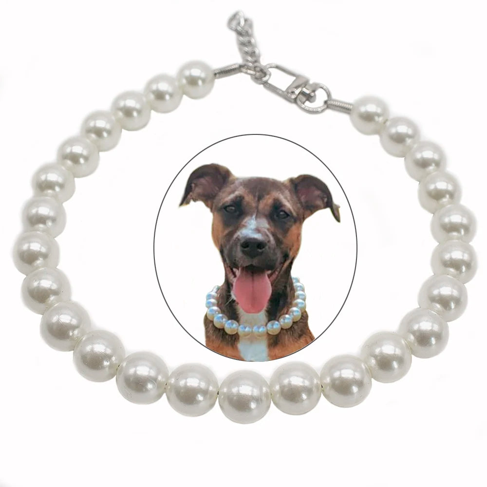 16mm Elegant Dog Pearl Necklace Collar for Small Medium Large Dogs, Pet Accessories Luxury Pearl Necklace Jewelry for Dogs