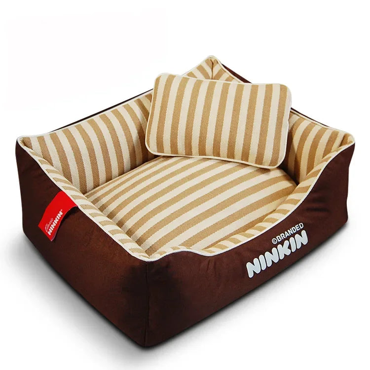 Wholesale Pet Nest Bite Resistant Yarn Canvas Kennel Dog Bed, Teddy Square Dog Bed All Seasons Cat Nest