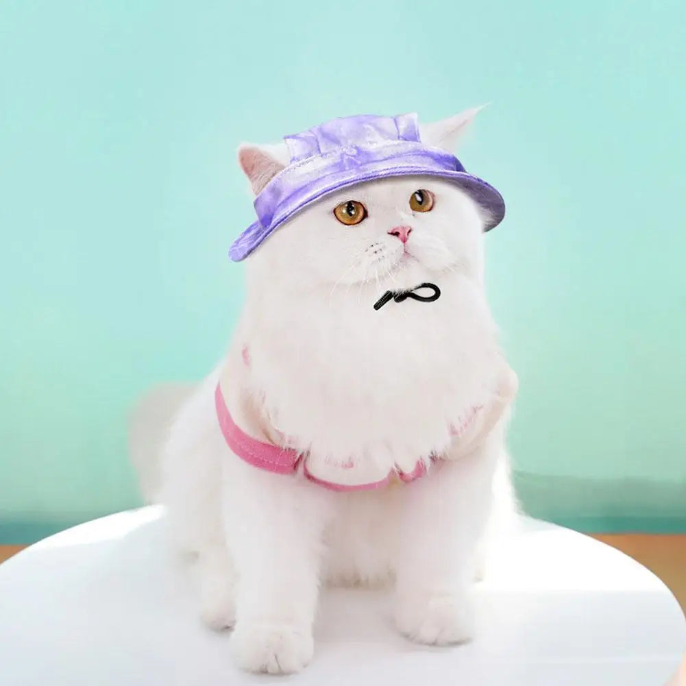 Dog And Cat Sun Hat Anti-strangle Hat Anti-fall Exposed Ears Adjustable Rope Buckle Bucket Hat Pet Supplies Colorful Large Size