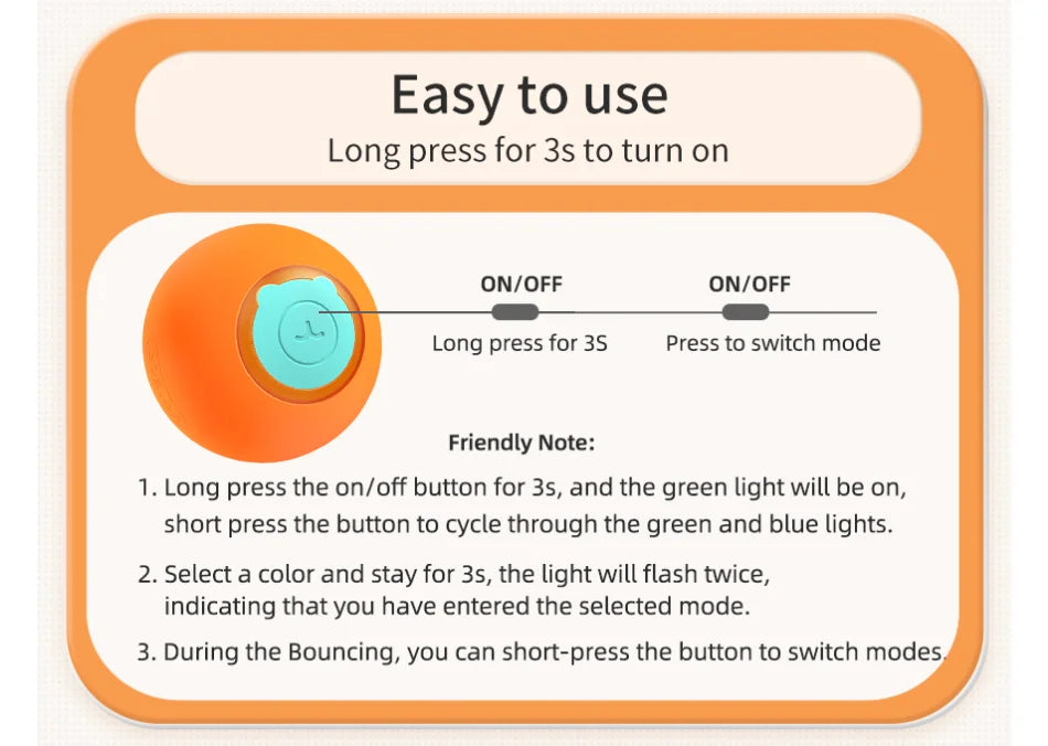ROJECO Smart Pet Toys Cat Bouncing Ball Automatic Rolling Ball Interactive Training Self-moving Electric Toys Pet Accessories