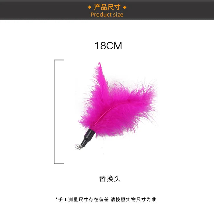 Cat Toy Cat Teaser Sticks Pet Cat Toy Pussy Cat Stick Feather Replacement Head Pussy Cat Toy DIY Bell Replacement Head