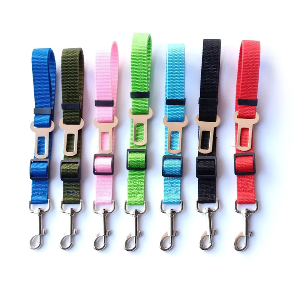 Dog Seat Belt Car Seatbelt Harness for Dogs Adjustable Durable Nylon Reflective Bungee Fabric Tether Car Travel Supplies for Pet