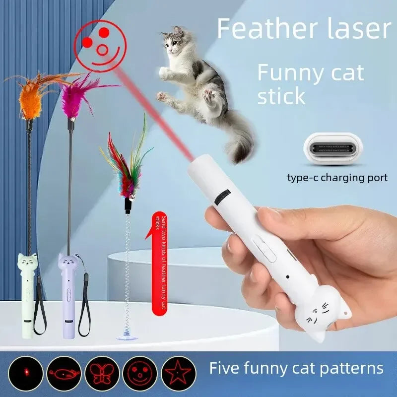 USB Charging Laser Cat Teasing Stick Infrared Laser Light Pattern Projection Cat Toy Pet Supplies Cat Teasing Pen cat toys