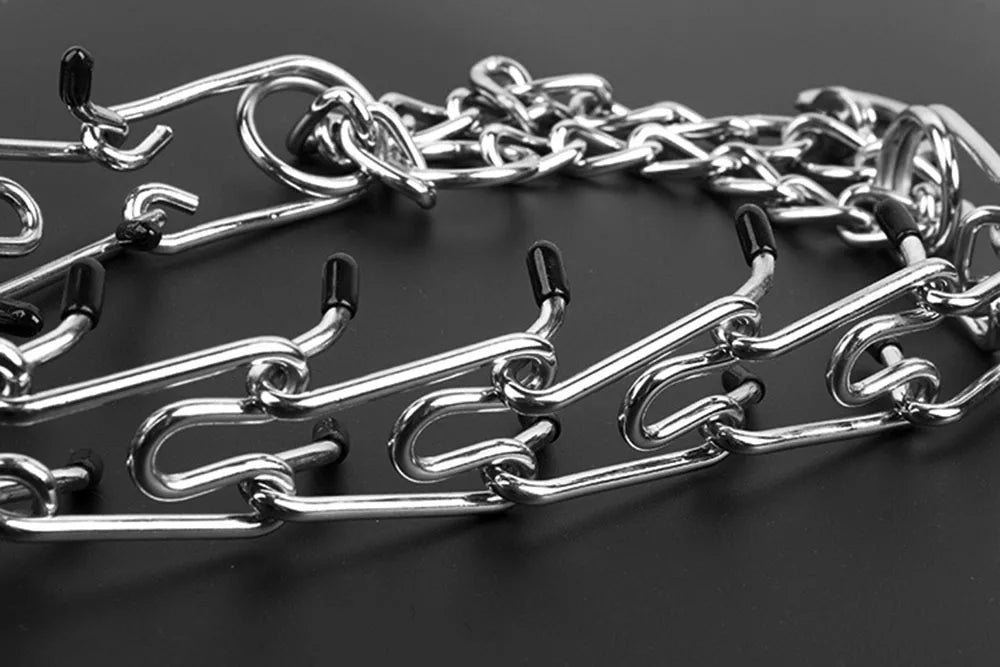 Quick Release Prong Dog Collar Chrome Plated Adjustable Metal No Pull Dog Training Collar Safe No Choke Pinch Collar for Dogs
